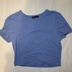 Zara blue crop t shirt